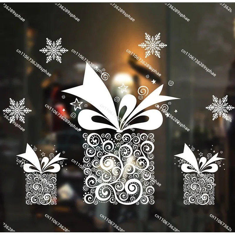 Large White Christmas Static Sticker 72*54cm, No Glue Window Glass Decor Decal