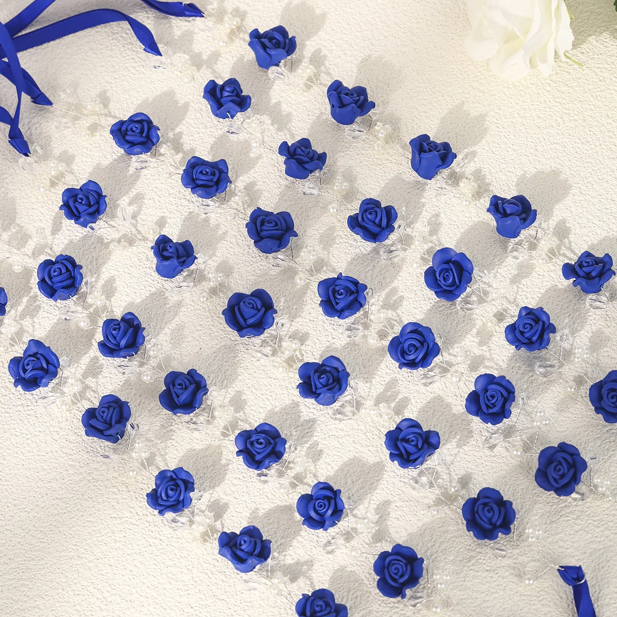 

6pc Blue Luxury Floral Hairband Set Bride Wedding Bridesmaid Headpieces Crystal Beads Elegant Headband Party Jewelry Accessories