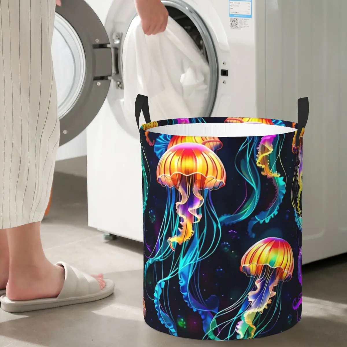

Психоделические биолюминесцентные складные корзины для белья в виде медуз, корзина для хранения грязной одежды, игрушек, большая водонепроницаемая корзина
