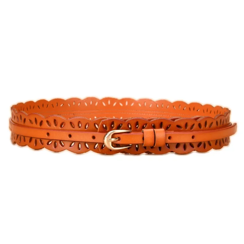 Cinturón gótico Vintage para mujer, abrigo de diseño de lujo, faja decorativa de cuero de vaca de alta calidad, pretina ancha para mujer