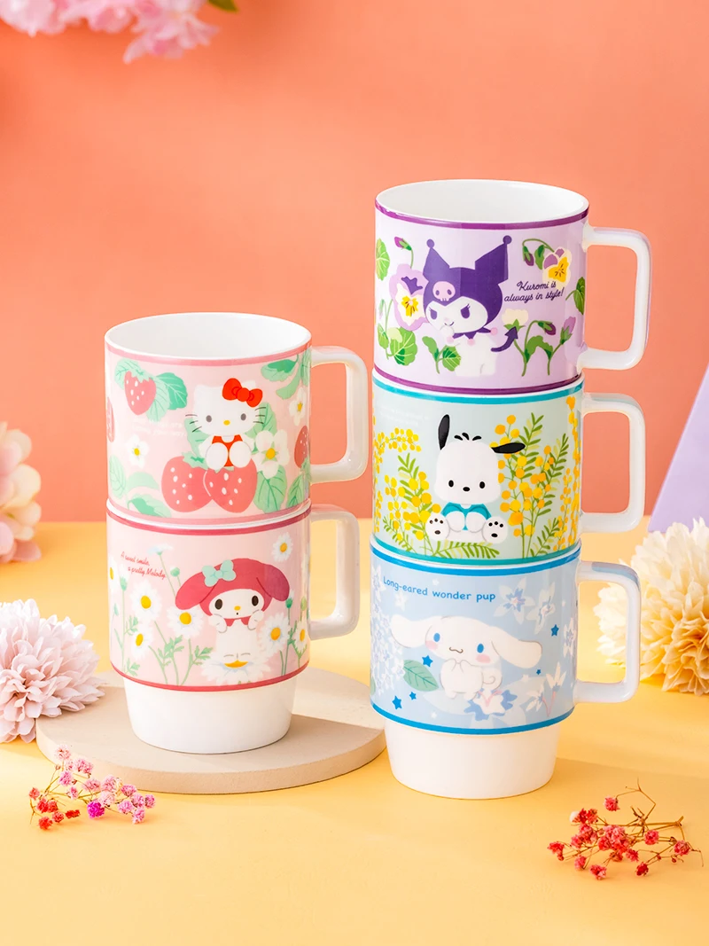 

Sanrio Ceramic Mug Kawaii Kuromi Cinnamoroll Hello kitty Melody Purin Home Large Capacity Milk Cup Water Cup Office Coffee Cup