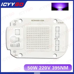 50W LED UV COB Diode AC220V Lamp Chip 395nm Driver-Free For UV Curing Sterilization Black Light LED Chip 220V COB Module