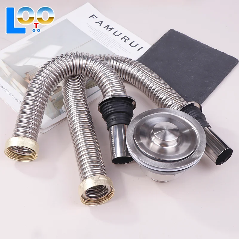 40/60 см кухонная раковина, сифон, слив для мусора, гибкая труба, шланг из нержавеющей стали, выдвижная дренажная трубка для ванной комнаты и дома
