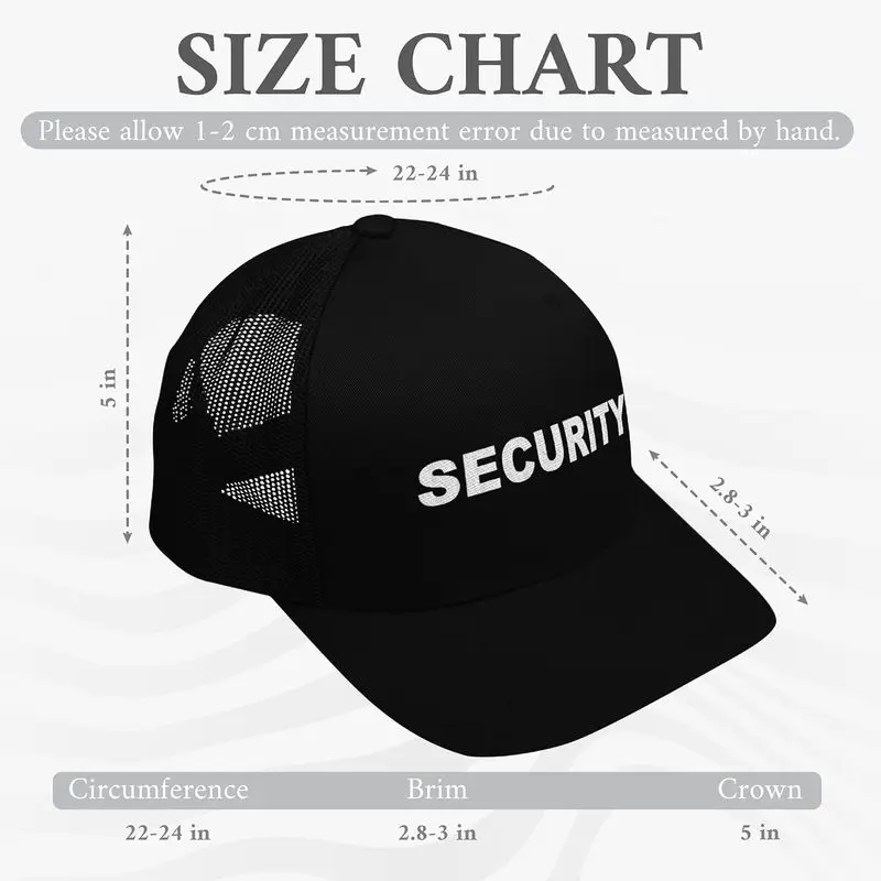 Black Security Trucker Hat, Patriotic Mesh Back Cap With Adjustable Snapback