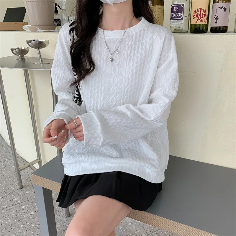 2024 Spring Newest Sweatshirt Hoodie Y2k Harajuku Hip Hop Oversized Embroidered Pattern Tops Women Solid Casual Streetwear