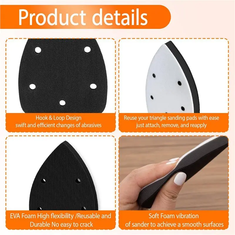 ABLJ 8PCS Mouse Detail Sanding Interface Pad, 5 Holes Sand Paper Pad Foam Interface Sandpaper Backing Pad For Sander