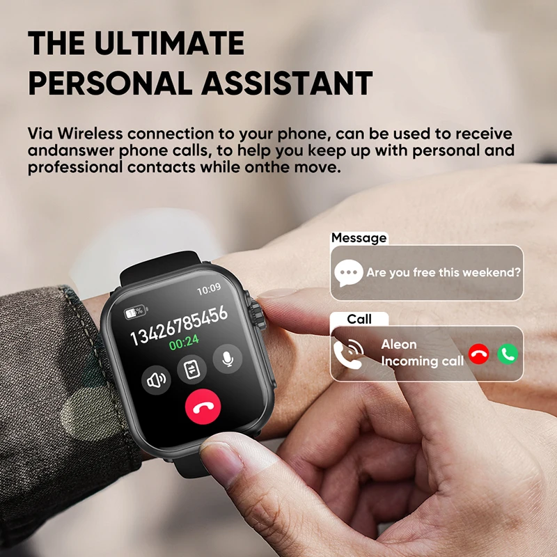 لـ IOS Android Smart Watch الرجال النساء بطارية 1000mAh AMOLED معدل ضربات القلب 100 + الرياضة HD بلوتوث مكالمة الساعات الذكية المقاومة للماء