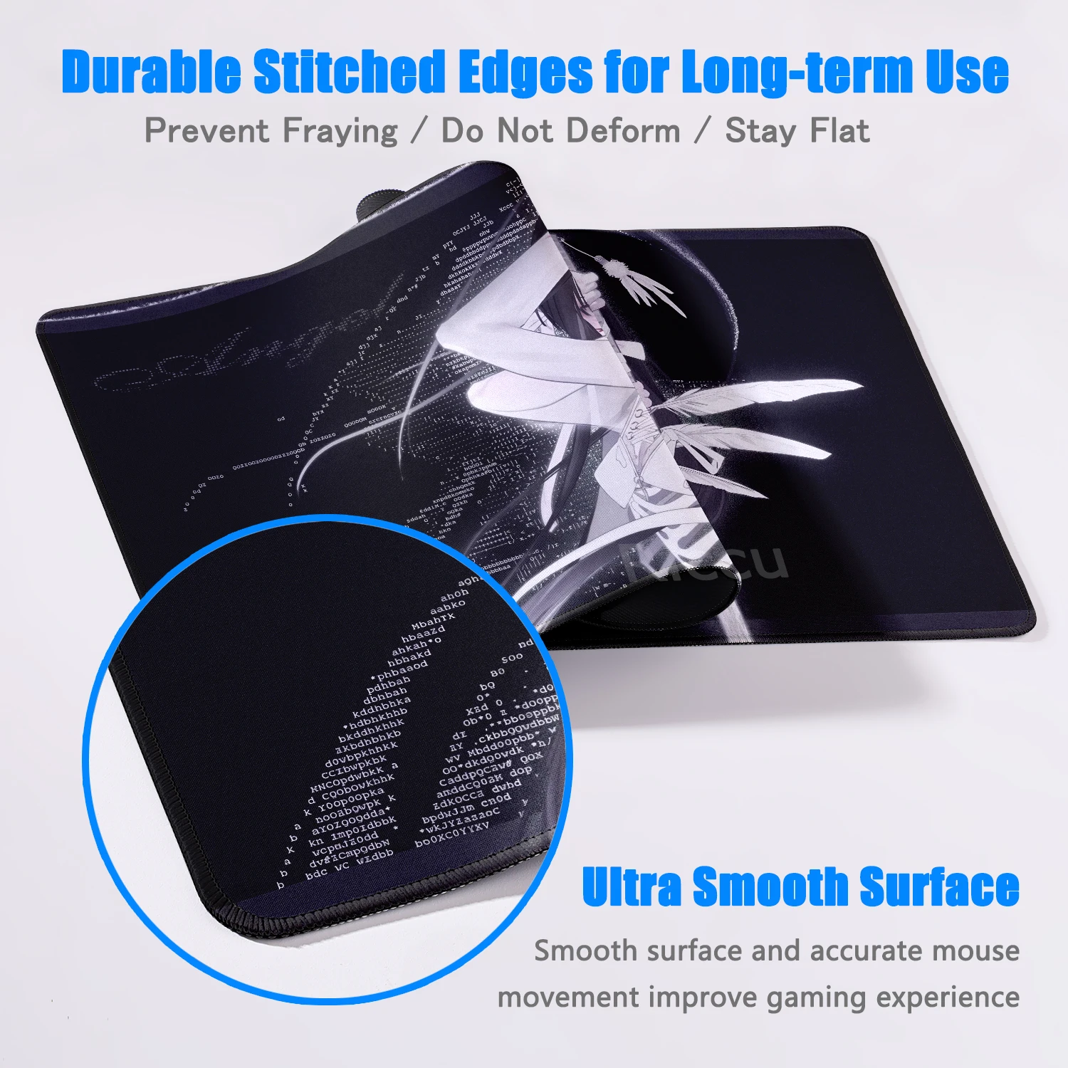 Schwarz Weiß Skelett Schwert Mädchen Mauspad XL Ästhetik Mauspad Gaming Laptop Tischmatte Bürozubehör PC Schrank Teppich