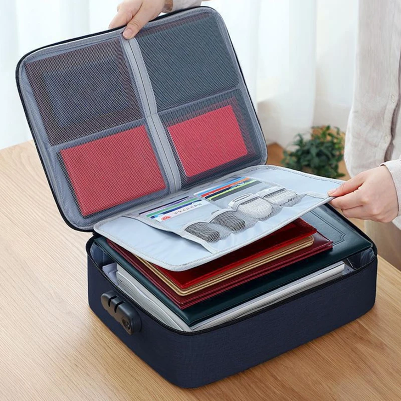 Multifunctional Travel Organiser Cationic Waterproof Organisers Zipper Bag Files Passport Combination Lock Storage Bags