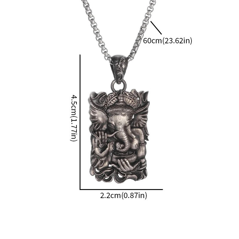 Retro Exquisite Elephant God Pendant Necklace Men and Women Fashion Wisdom God Fortune Amulet Jewelry Accessories