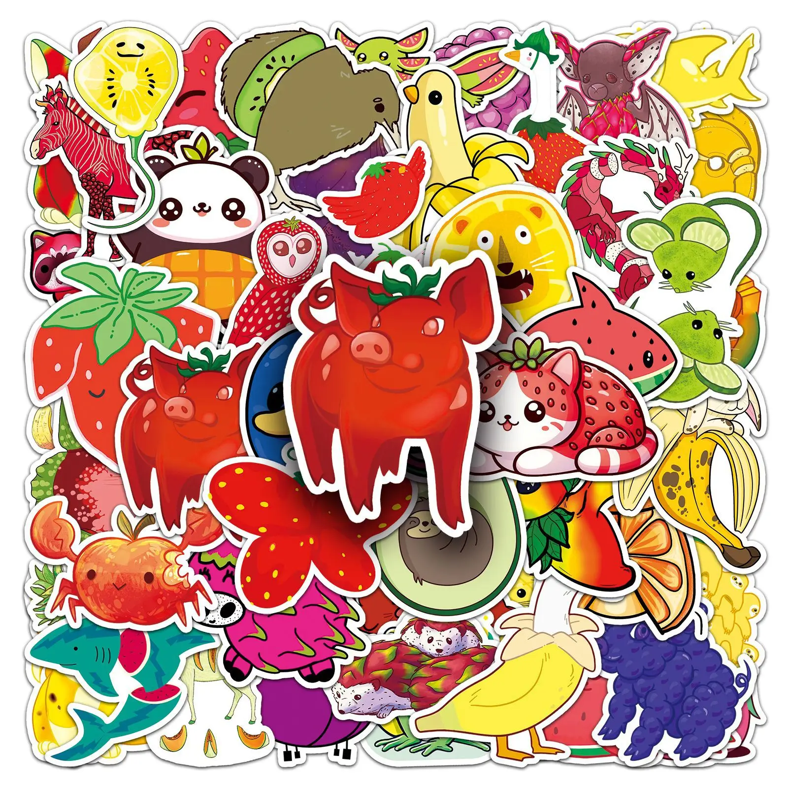 10/30/50PCS Creative Fruit Animals Cartoon Stickers Decal Decoration Suitcase Scrapbook Phone Laptop Stationery Cool Sticker