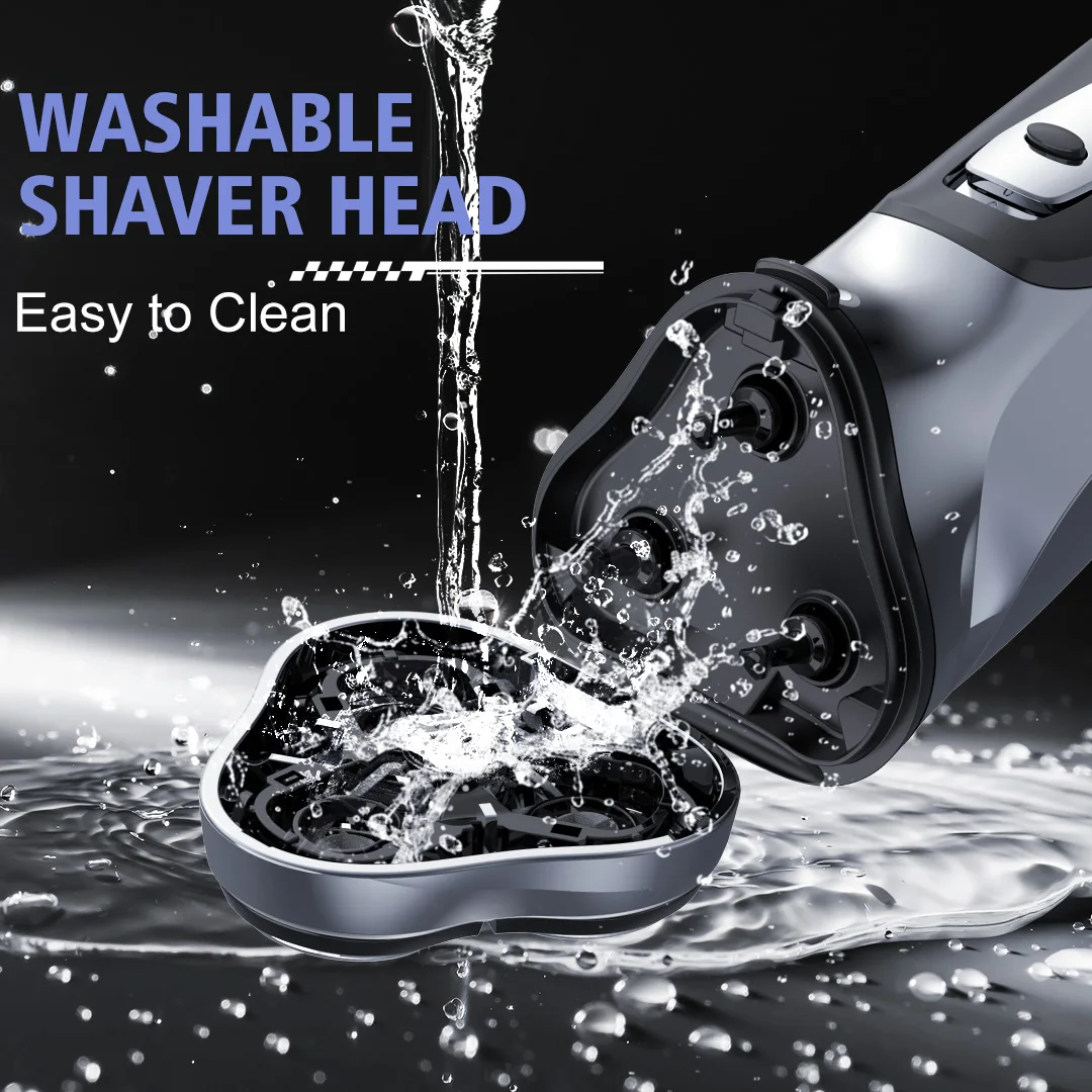 ماكينة حلاقة كهربائية دوارة من Sejoy للرجال من النوع C قابلة لإعادة الشحن ماكينة حلاقة اللحية للاستخدام الرطب والجاف ماكينة قص الشعر