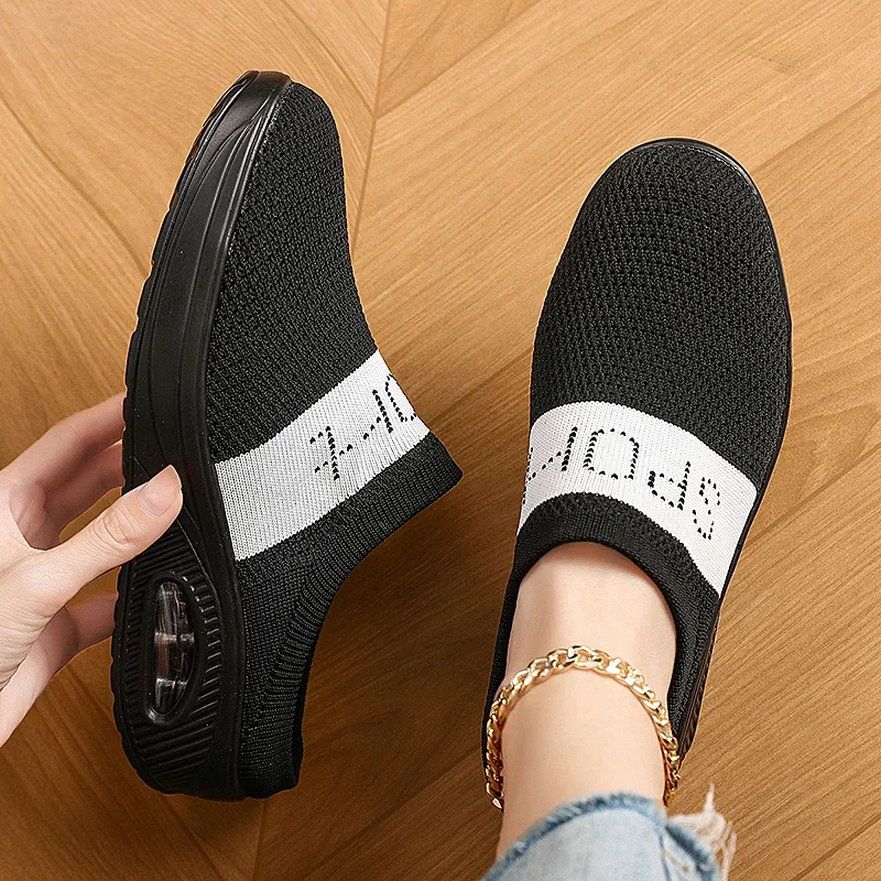 

Slip-On Women'S Walking Sandals Breathable Mesh Casual Shoes Arch Support Knit Shoes Thickened Soft Sole Zapatillas De Mujer