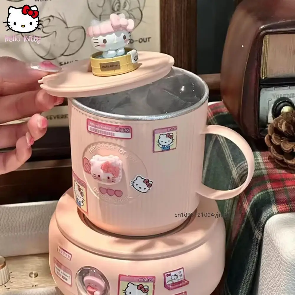 Urocza Podkładka Termostatyczna Sanrio Hello Kitty Kreskówka Zima Akademik Biuro Biały Kawa Automatyczna Podgrzewana Podkładka Pod Kubek Prezent dla Dziewczyny Śliczna