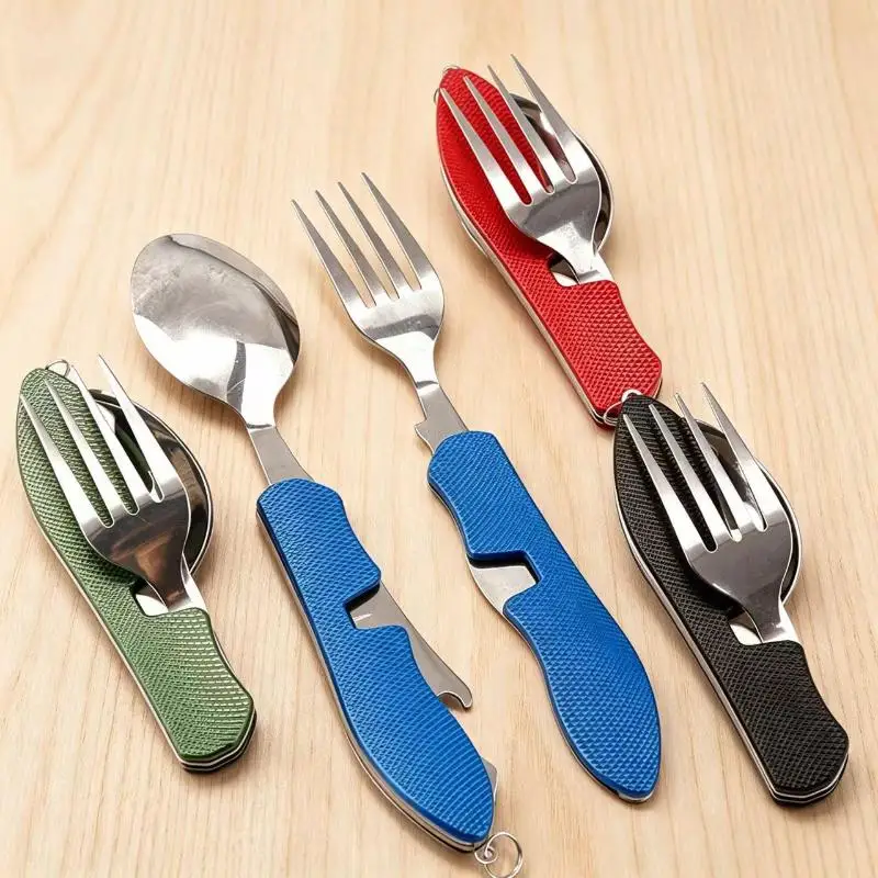 Foldable Camping Utensil Set Detachable Knife Fork Spoon Portable Tableware For Outdoor Picnic Travel