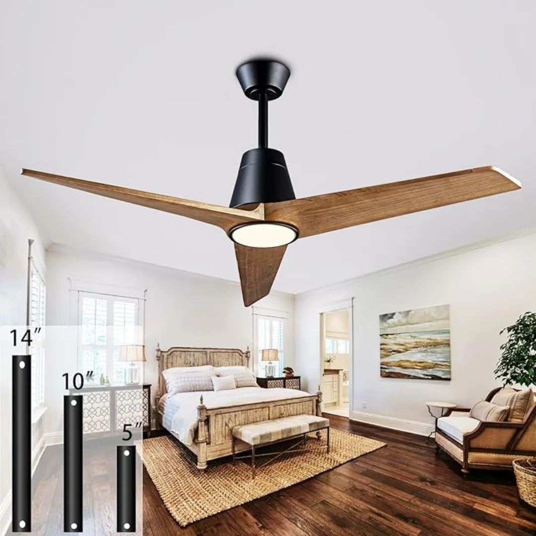 Solid Wood Fan Forward Reverse DC Fan Lamp Stepless Dimming 