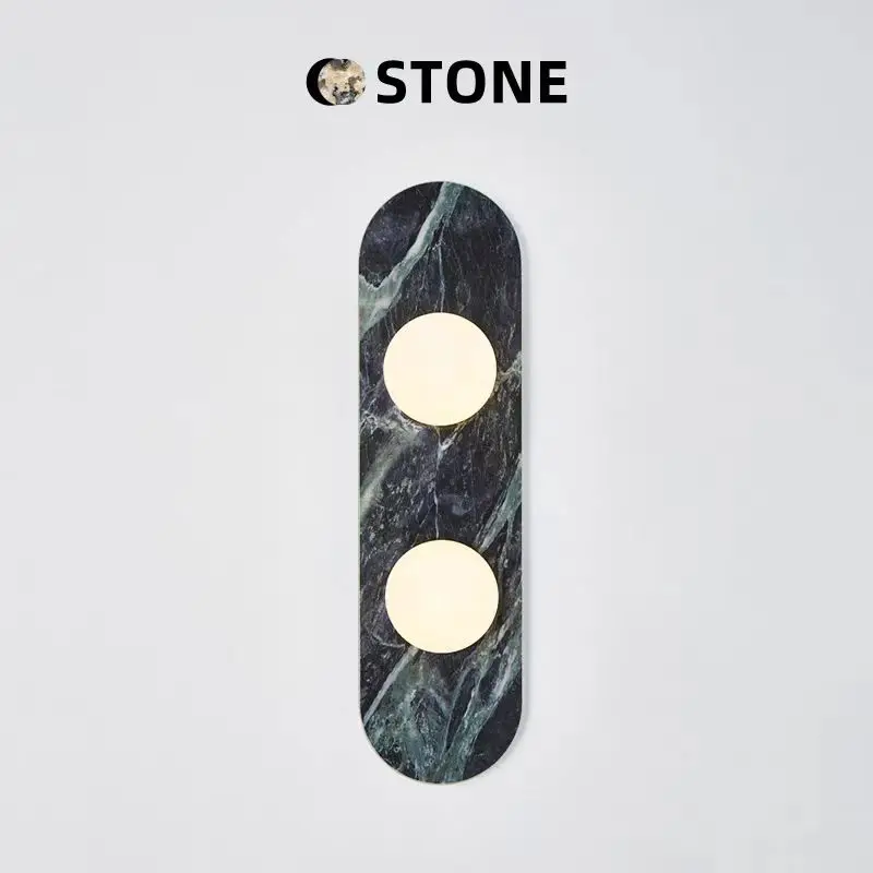 Long Oval Bulgari natural Marble Wall Lamp White Glass ball wall scone  Dining Room Nordic Luxury Stair Aisle beside Stone Light