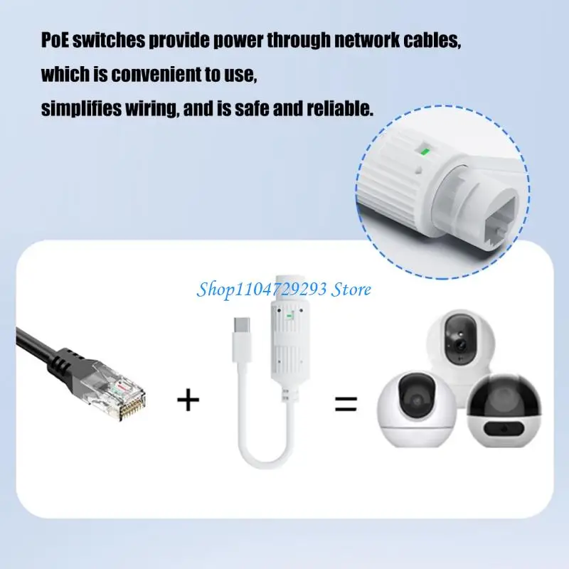 

Y2GD DC48V to 5V 2.4A Converter POE to Type C Adapter Plugs and Play Design for Intelligent Devices Multiple Devices Power