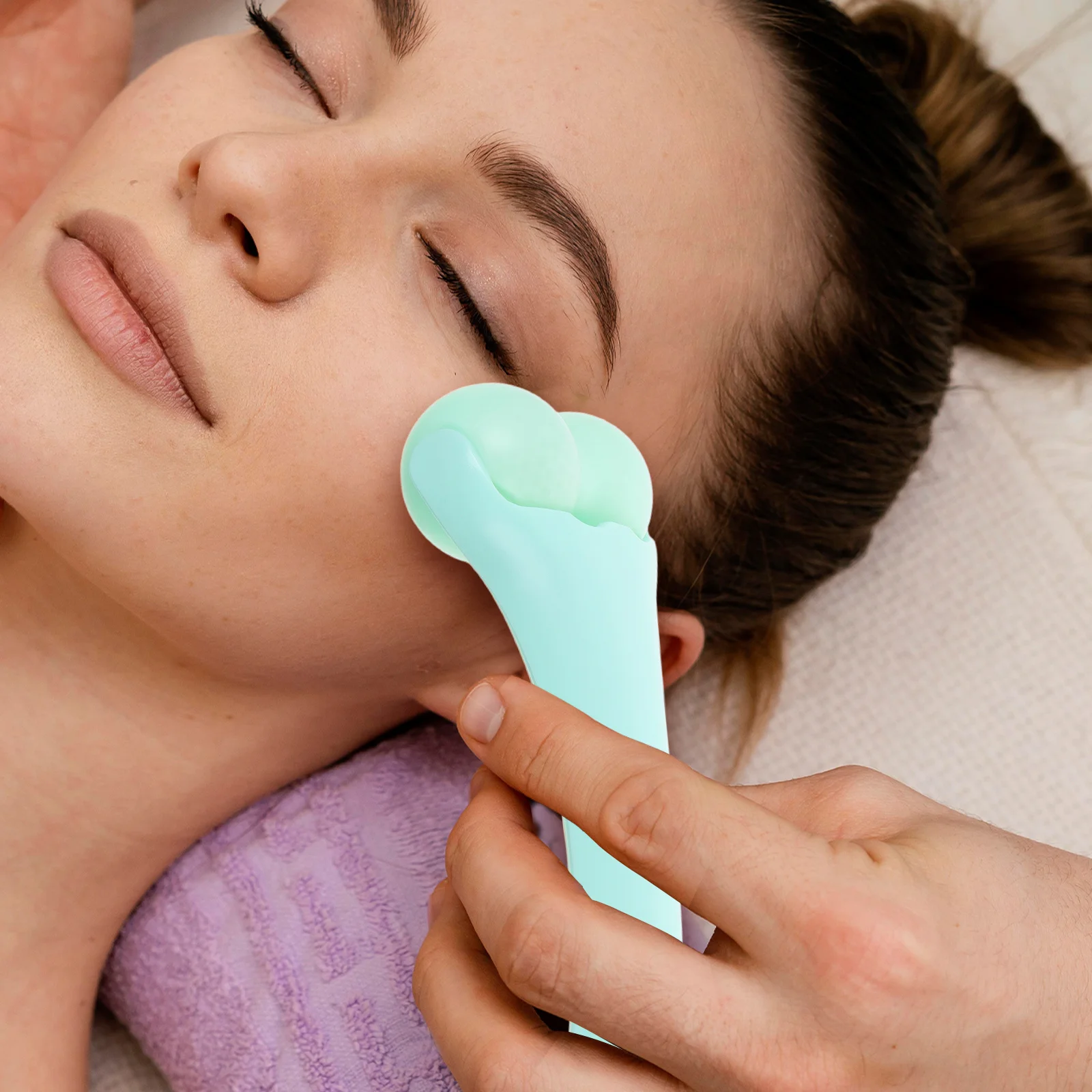 جهاز تدليك الوجه برأس مزدوج، أداة العناية بالبشرة المحمولة، مادة السيليكون الآمنة، استرخاء العضلات، السفر المحمول #4