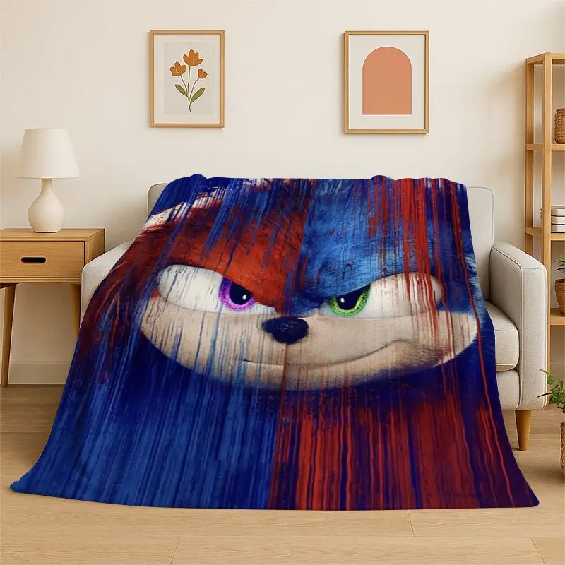 Classic Game S-Sonic Cartoon Soft Flannel Throw Blanket,Cozy Blanket for Bed,Couch,Sofa,Bedroom,Living Room,Travel,Picnic kids