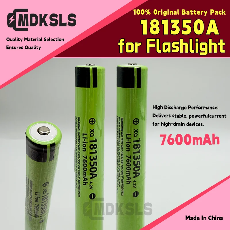 Latest battery with a large capacity of 181350A and a capacity of 7600mAh. Flashlight battery, rechargeable lithium battery 4.2V