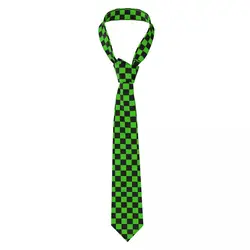 Custom Checkered Pattern Necktie Men Mens Suit Tie Green Black Checkerboard For Thanksgiving Day