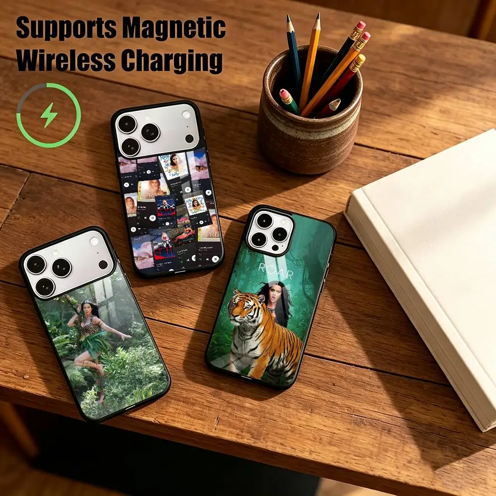 Power Pop Singer Katy Perry Roar Wireless Magnetic Charge Phone Case For iPhone 18,17,16,15,14,13,12,11Plus,Pro,Max