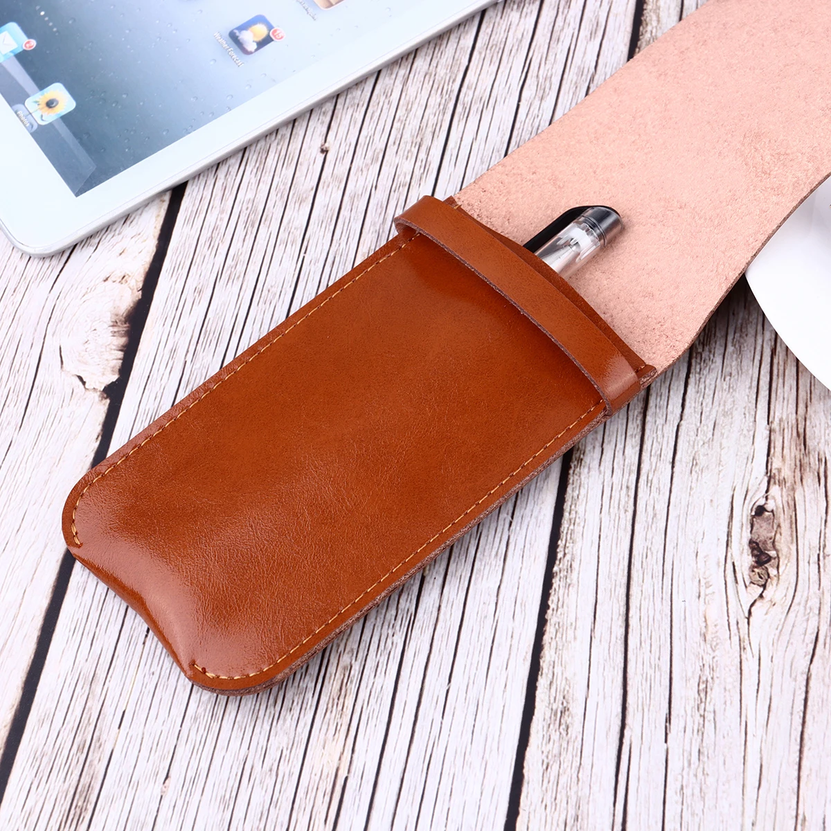 

1pc Pen Case Vintage Style Multi Pen Pouch Protective Sleeve Storage Bag For Home Office School Students Use Yellow