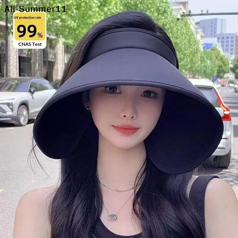 【Tg1】Summer Casual Empty Top Sun Hats Portable Wide Large Brim Cap UV Protection Foldable Visors Women Sunshade Beach Hiking Hat