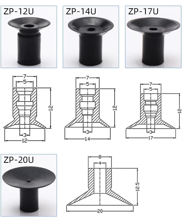 Robotic Suction Nozzle Mini Industry ZP02US~ZP12US Vacuum Sucker Cup