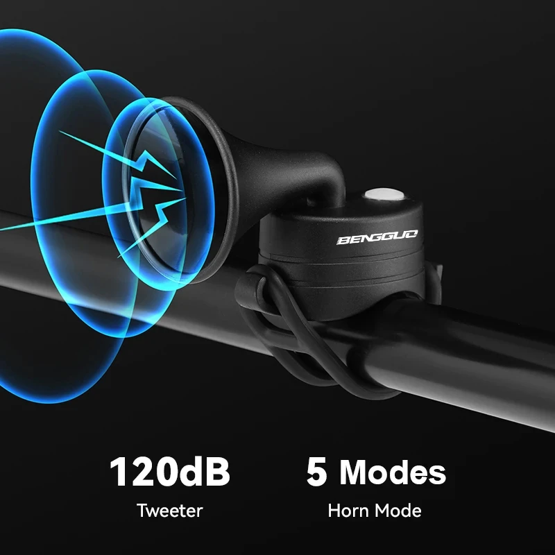 120DB Loud Sound Electric Bike Horn Rechargable Waterproof 5 Mode MTB Bell Ultralight Road Bicycle Scooter Horn Bike Accessories