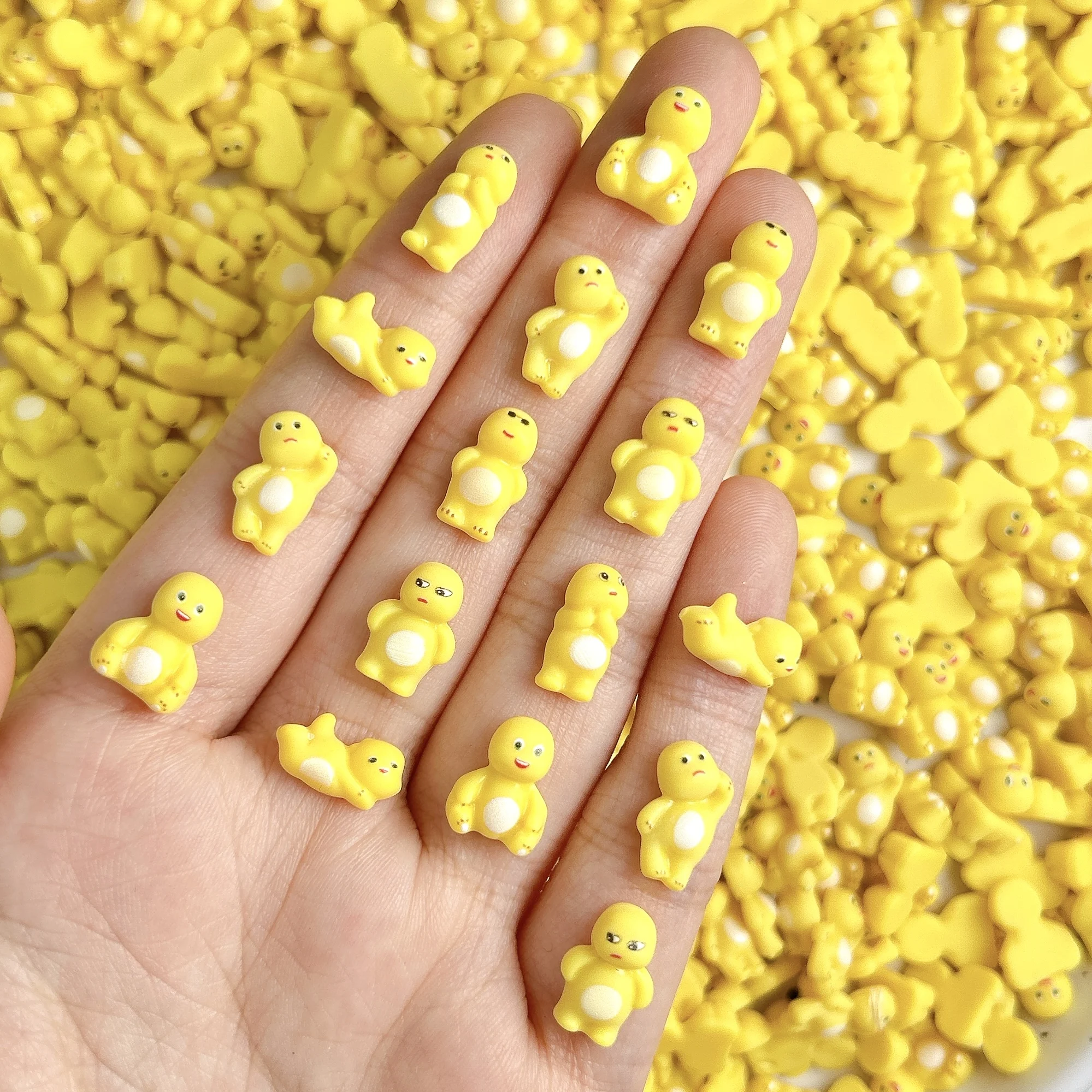 50PCS Cartoon Chubby Dragon Resin Nail Art Charms Cute Funny Yellow Animated Dragon Nail Decorations DIY Phone Case Nails Parts