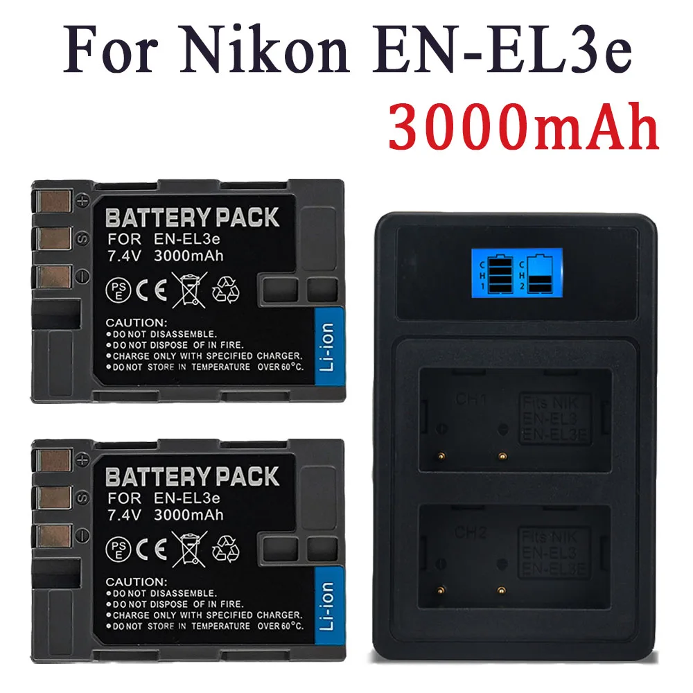 

3000mAh EN-EL3e EN EL3e ENEL3e Camera Battery for Nikon ENEL3E EN EL3E D30 D50 D70 D90 D70S D300 Batteries