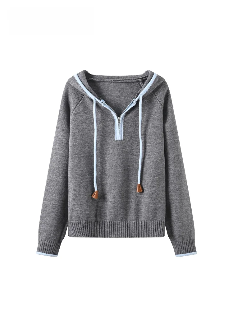 

Cara CLUB plus Size Hooded Long Sve Knitwear Women's Casual Slimming Top Polyester Fiber Autumn Winter Faion Ladies' Clo...