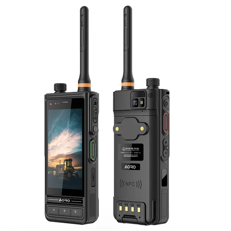 Octa core MTK6765 AORO M6 4W uhf/vhf radio OTG NFC DMR Radio walkie talkie long range gps walkie talkie