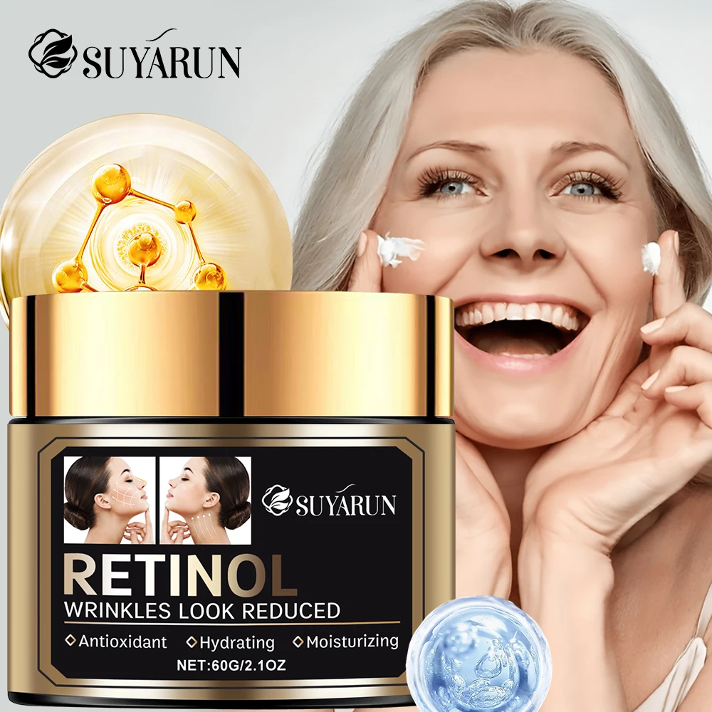 SUYARUN Premium Anti-Aging-Retinol-Gesichtscreme mit Hyaluronsäure und Vitamin E – tief feuchtigkeitsspendend, Faltenreduzierung.