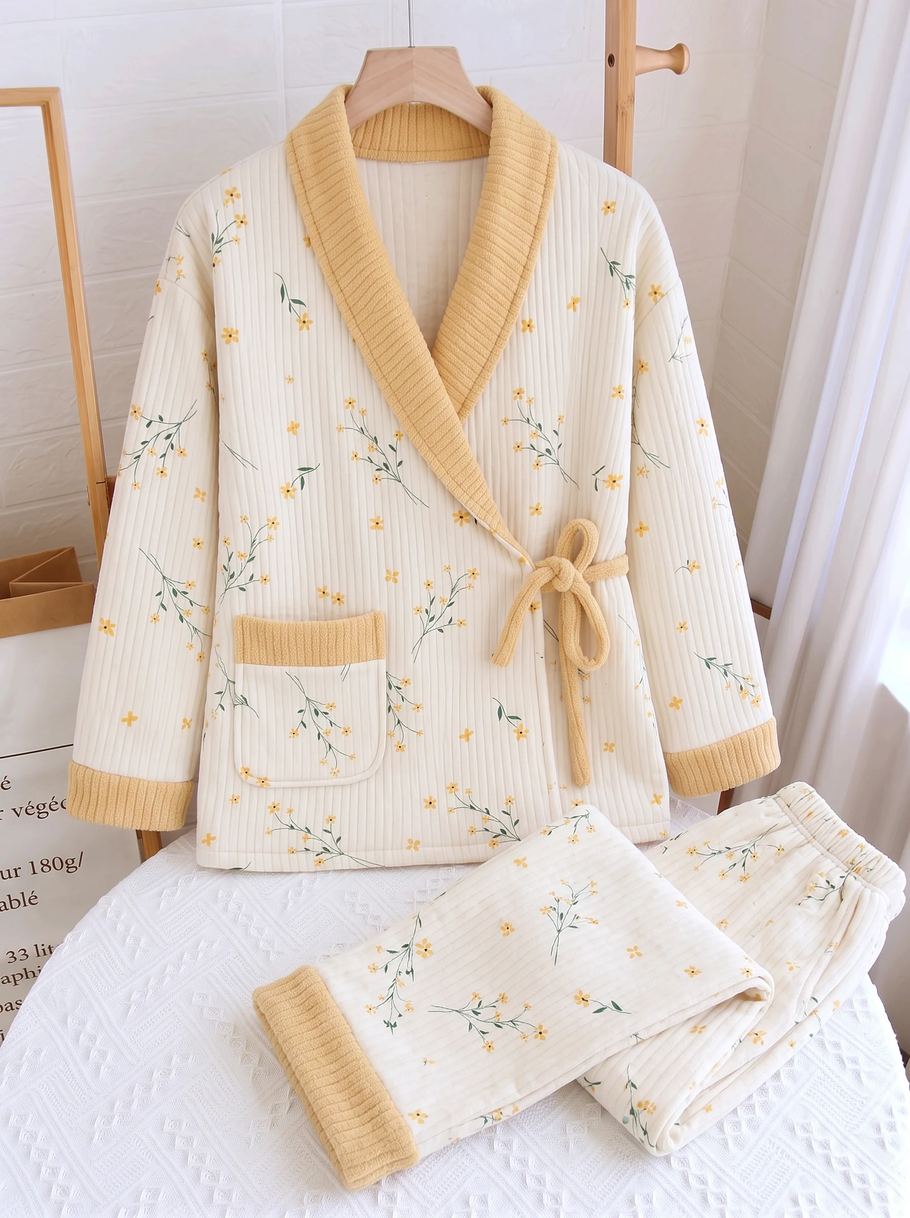 air-cotton-maternity-sleepwear-loose-comfortable-breastfeeding-postpartum-home-clothes-long-sleeve-v-neck-knitted-pants