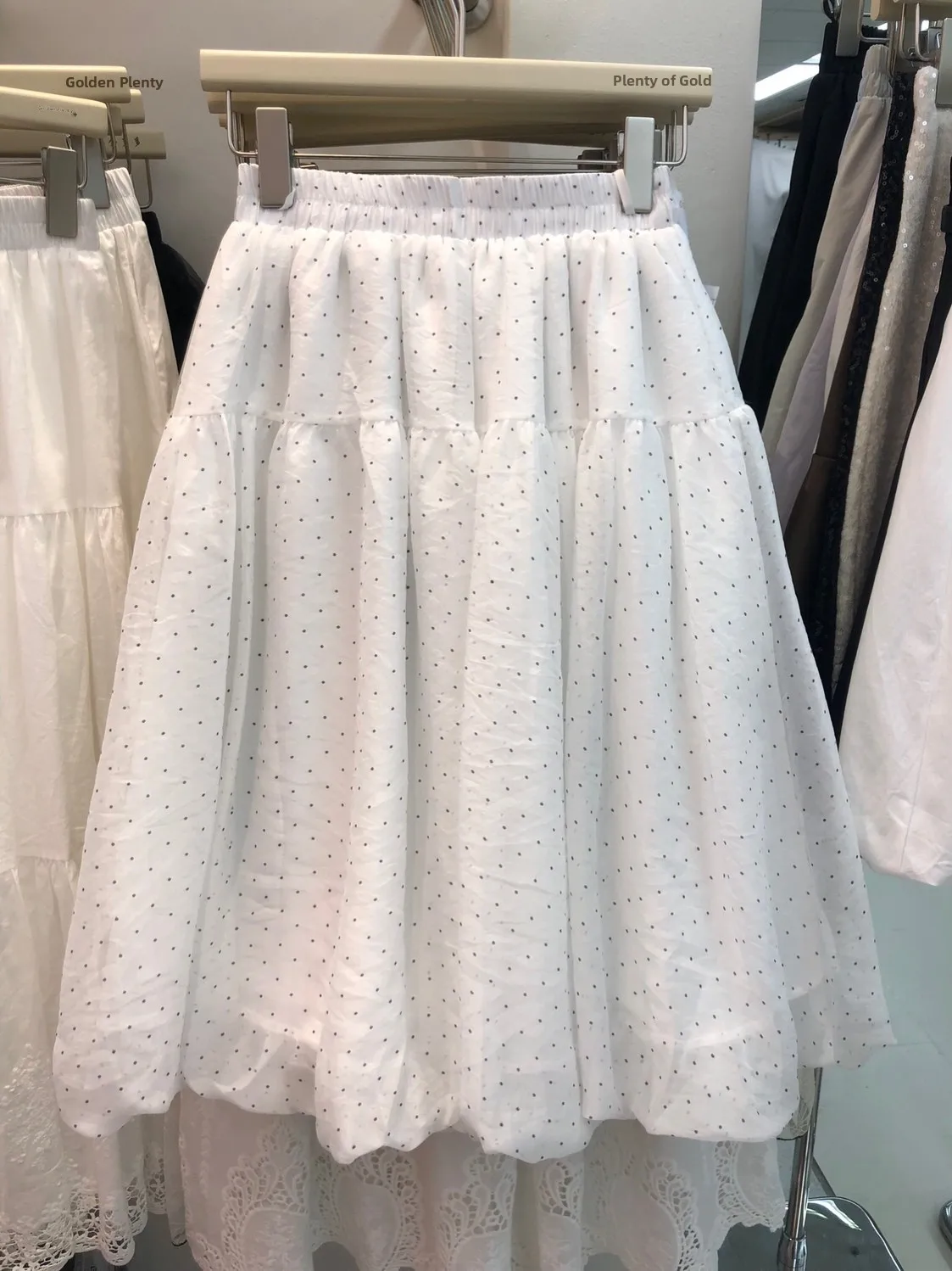 Romantic Puffy Polka Dot Tulle Half Skirt Women's Fashion Summer New Ageless Princess Skirt Fairy Tale Style High Waist A-Line