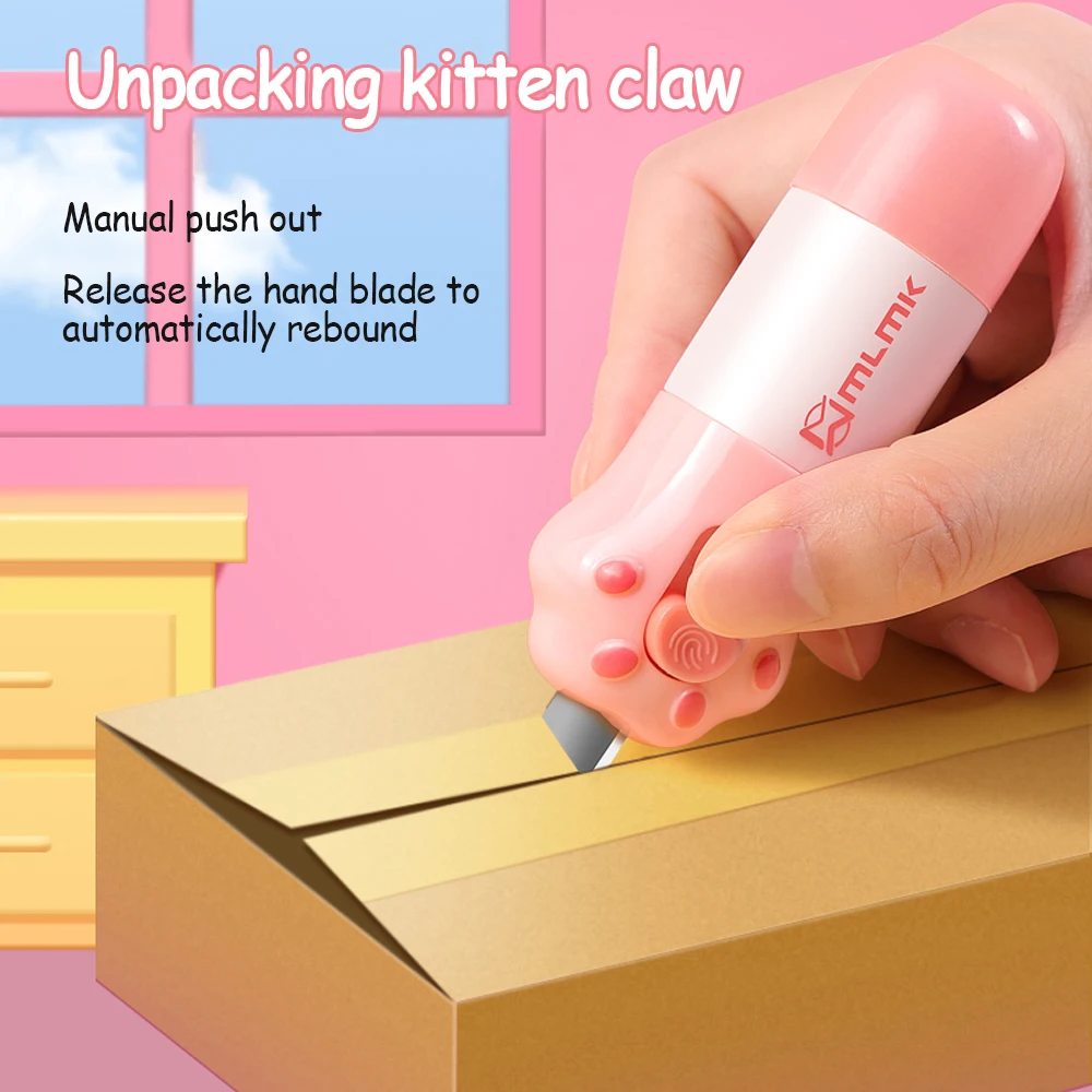 Cat Paw Double Head Express Tool Thermal Paper Correction Fluid with Knife Parcel Box Opener Anti Peep Privacy Protector Eraser