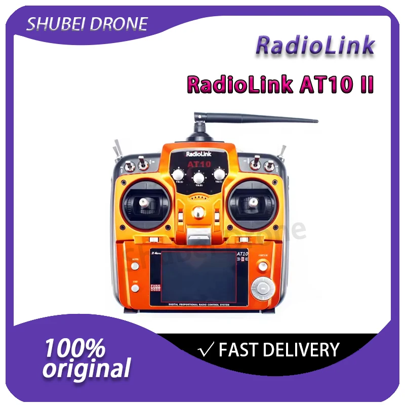 

RadioLink Ledi AT10 II RC Transmitters Radio Controller Dual Antennas with R12DS Receiver for Multi-rotor Fixed-wing Tanks