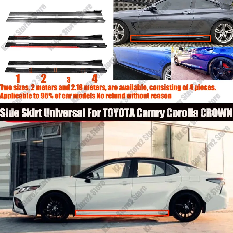 

FOR TOYOTA Camry Corolla CROWN 2M Car Side Skirt Extension Plate Lip Separator Bumper 2.18M Racing Side Spoiler