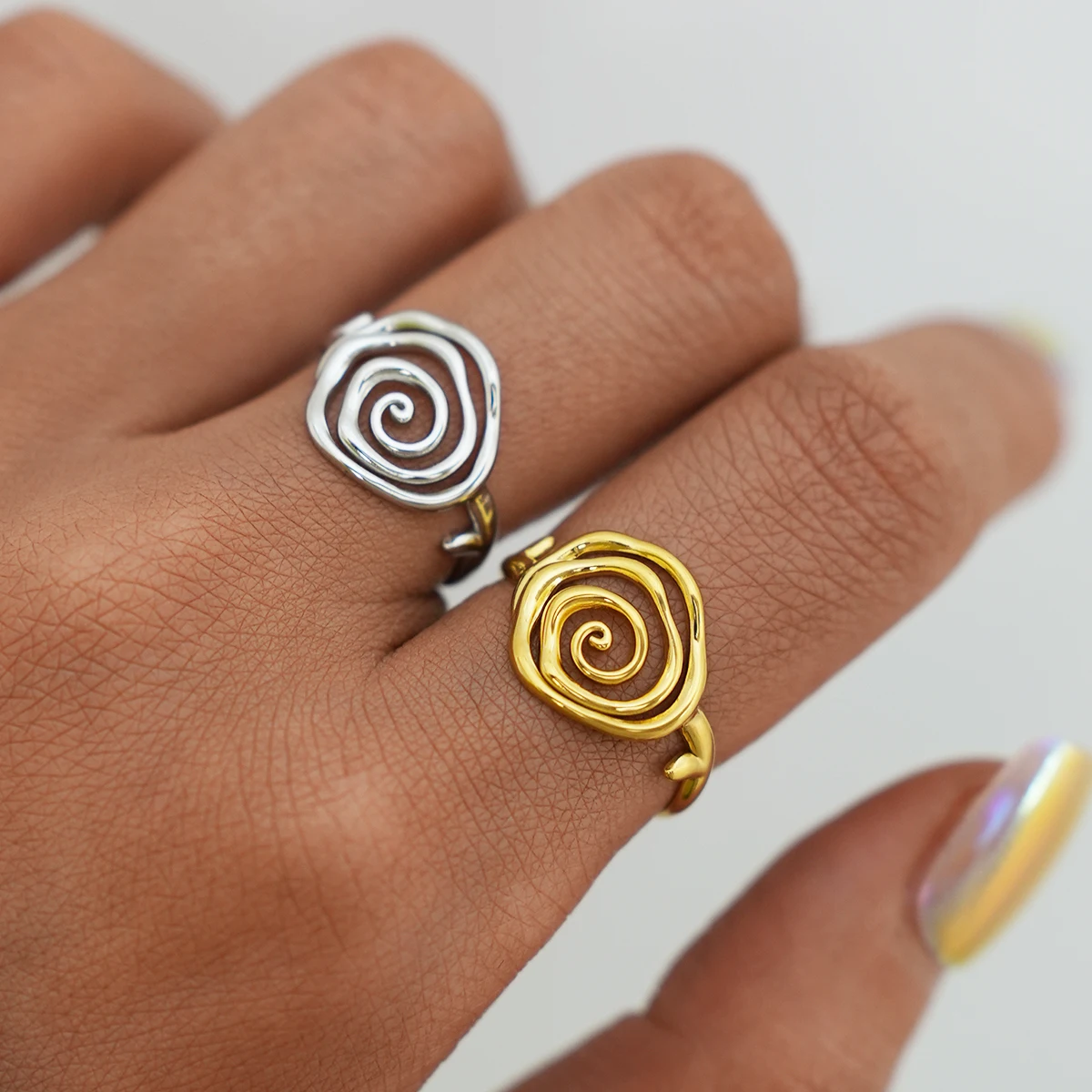 Trendige Muschel-Edelstahlringe für Damen – Modischer Charm-Fingerschmuck, Echt 18K Gold PVD-beschichtet, für Sie 2026