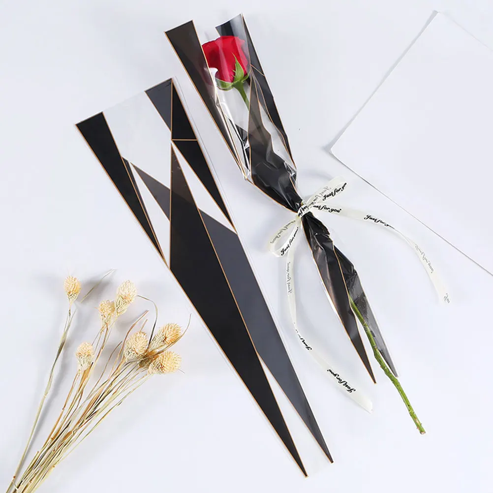 

200pcs Rose Bouquet Wrapping Gouache Floral Sleeve Plastic Packaging Florist Shop Lightweight Elegant Gift Sleeve for Flower