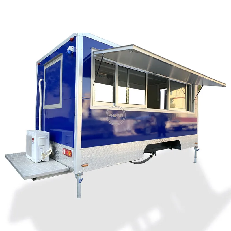 Us Certified Street Food Cart Kiosk Wholesale Square Mobile Kitchen Food Trailer BBQ Shaved Ice Slush Snacks Drinks Pizza Truck