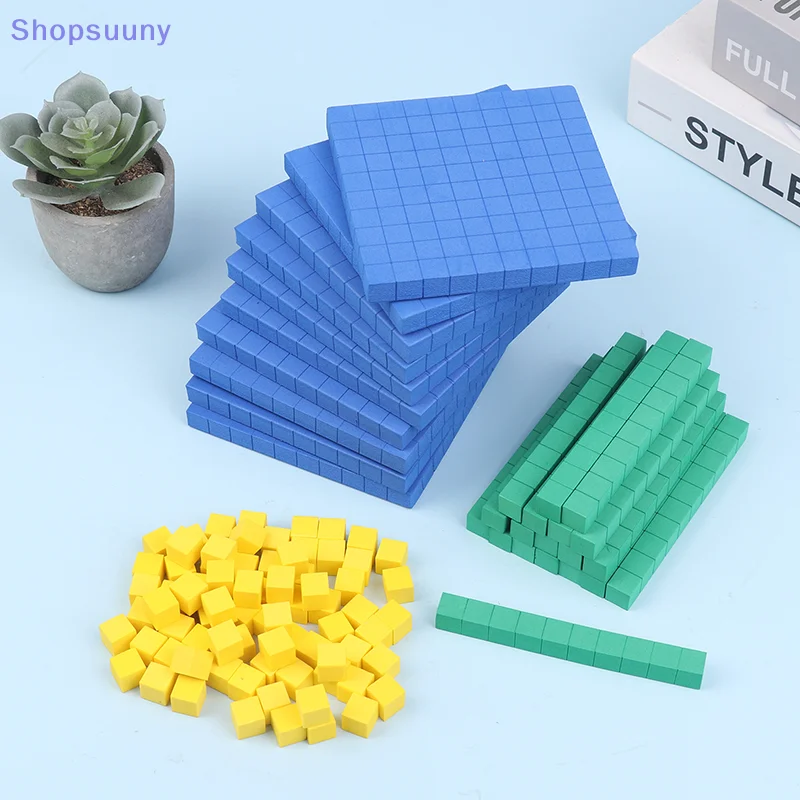 [SU]130Pcs Base Ten Blocks For Math Place Value Blocks Base 10 Math Manipulatives Number Concepts Math Cubes For Counting Block