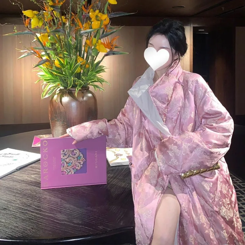 

Модная теплая и персонализированная новая элегантная свободная куртка средней длины с хлопковой подкладкой в китайском стиле на осень и зиму.