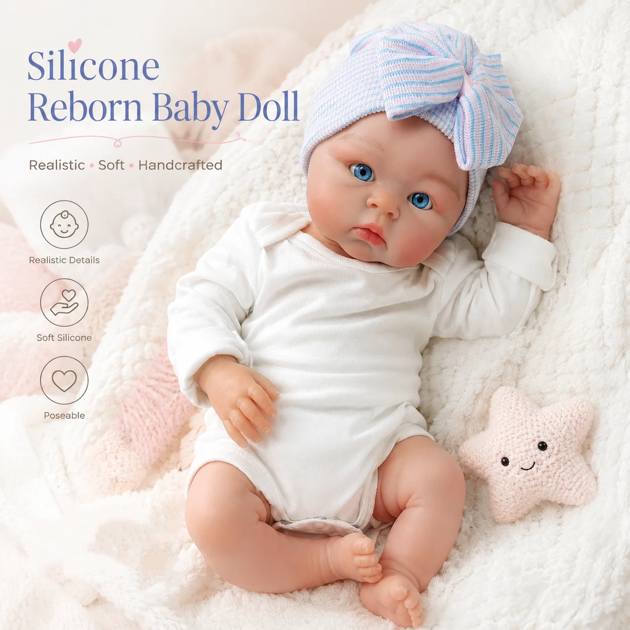 18Inch Open Mouth Solid Silicone Reborn Girl Doll With Washable Body Soft Touch Handmade Bebe Doll reborn tam silicon bebek