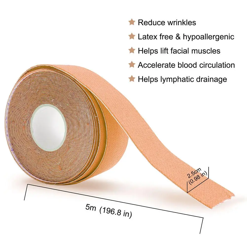 2.5 CM * 5 M Kinesiologie Tape Voor Gezicht V Lijn Hals Ogen Lifting Rimpel Remover Sticker Tape Gezichtsverzorging tool Elastisch Bandage