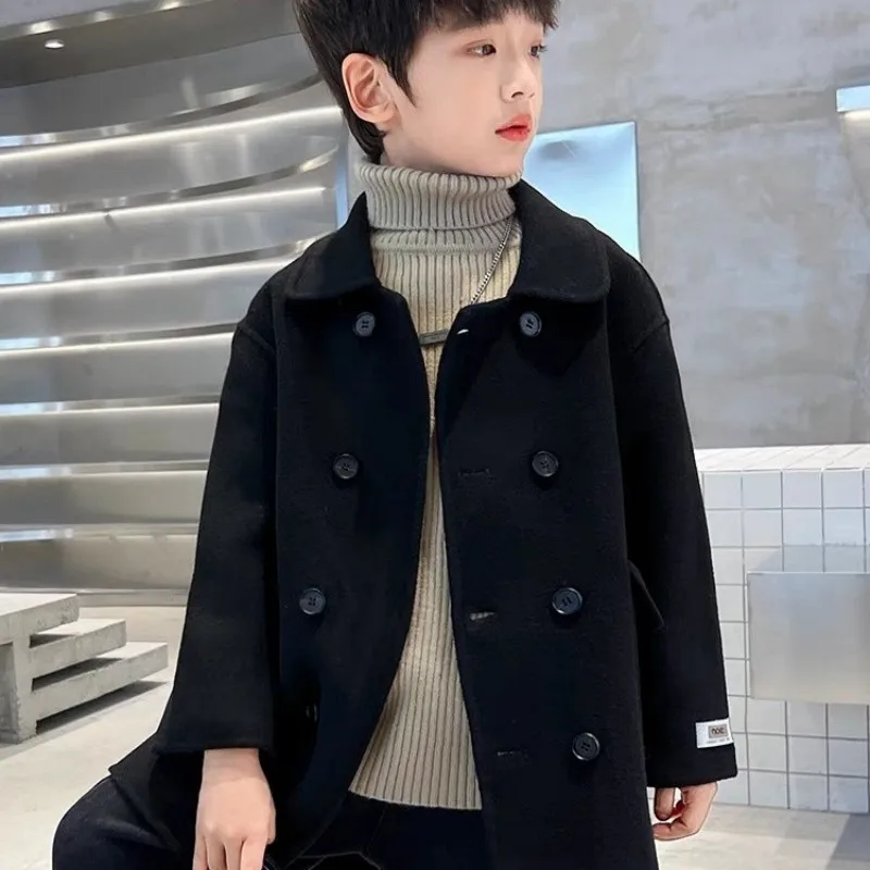 Outono e inverno meninos casaco de lã novo terno infantil britânico high-end blusão jaqueta versão coreana casual