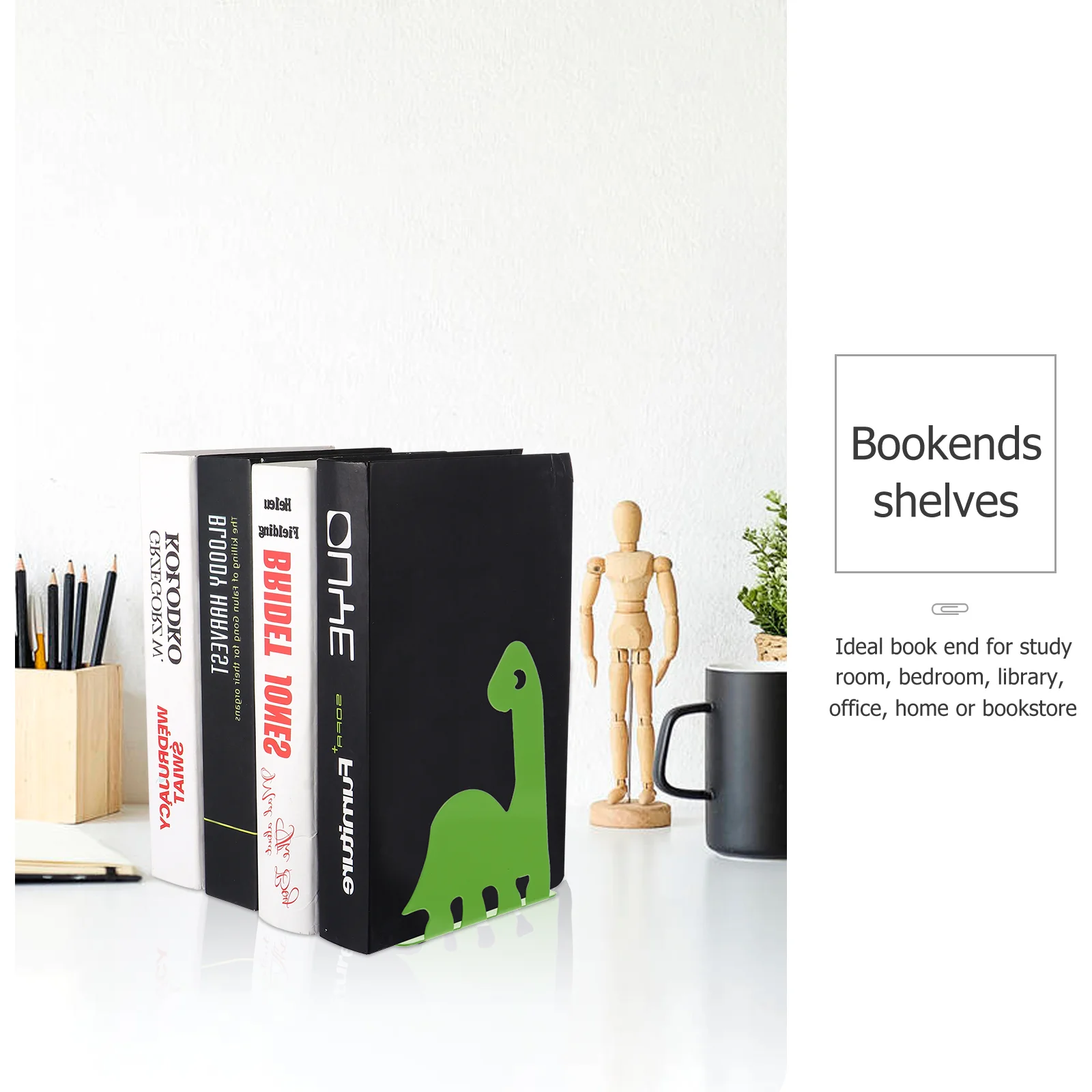 Tapones para libros, soportes para sujetalibros de Metal con forma de dinosaurio, sujetalibros para estudiantes, libros en casa